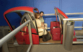 skyweb pod car on track with doors open - prt personal rapid transit systems
